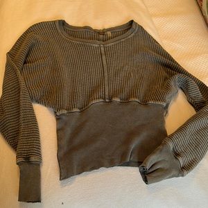 Free People Grey Long Sleeve Top